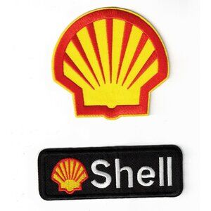 (2) Shell Gas Station Motor Racing Oil 3in Embroidered Iron-on Patch